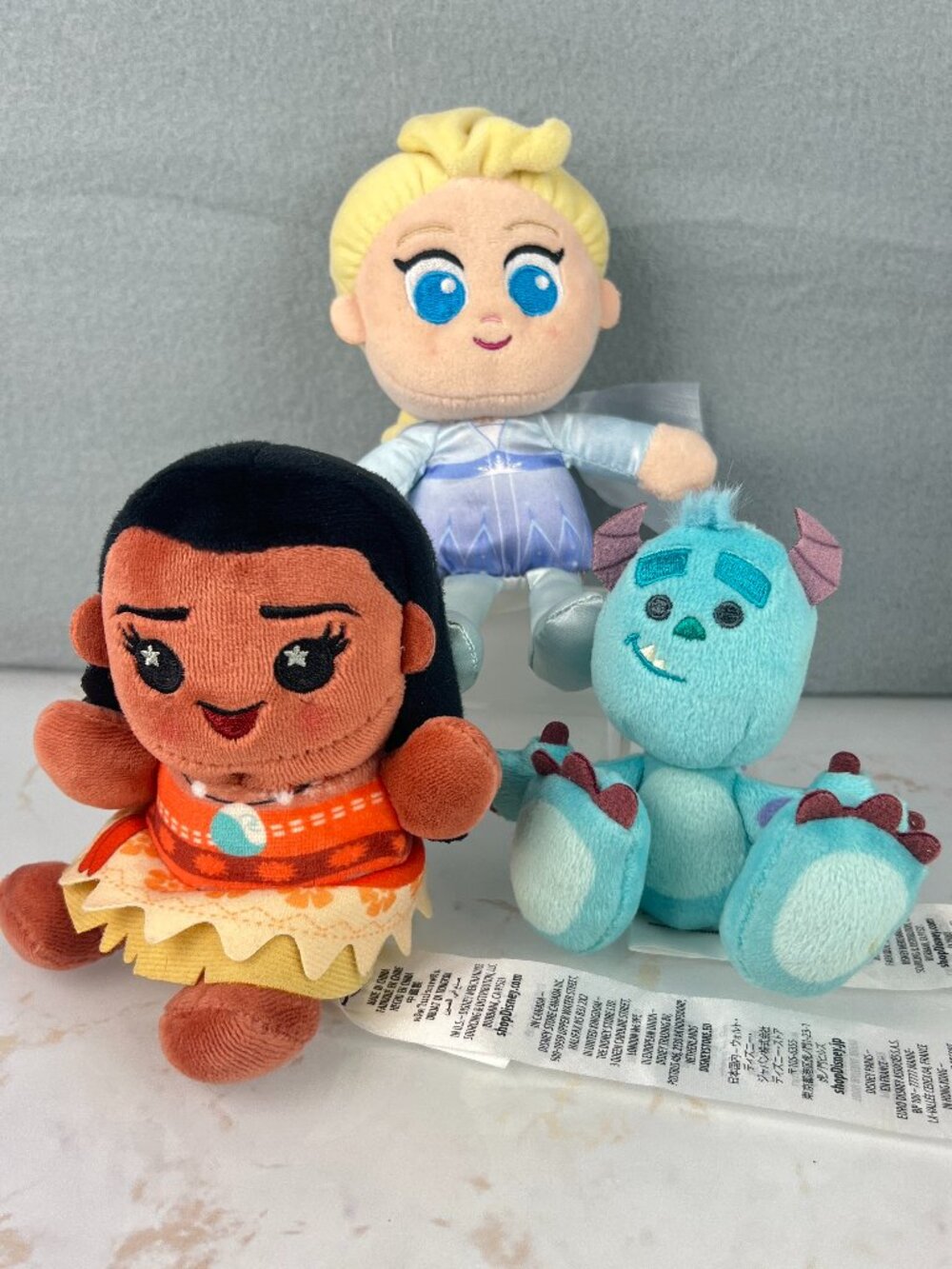 Disney Micro Plush 3pc Bundle Characters Moana Elsa Sully Kids Toy Collectibles